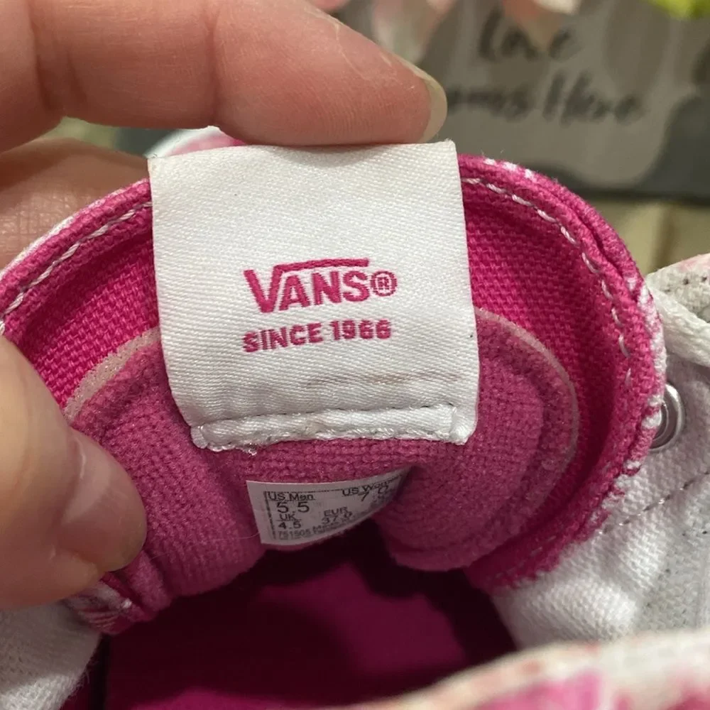Vans Off the Wall Sk8-Hi Tapered Tie-Dye Hearts Fuchsia Pink Men 5.5 Women 7 - Picture 11 of 13